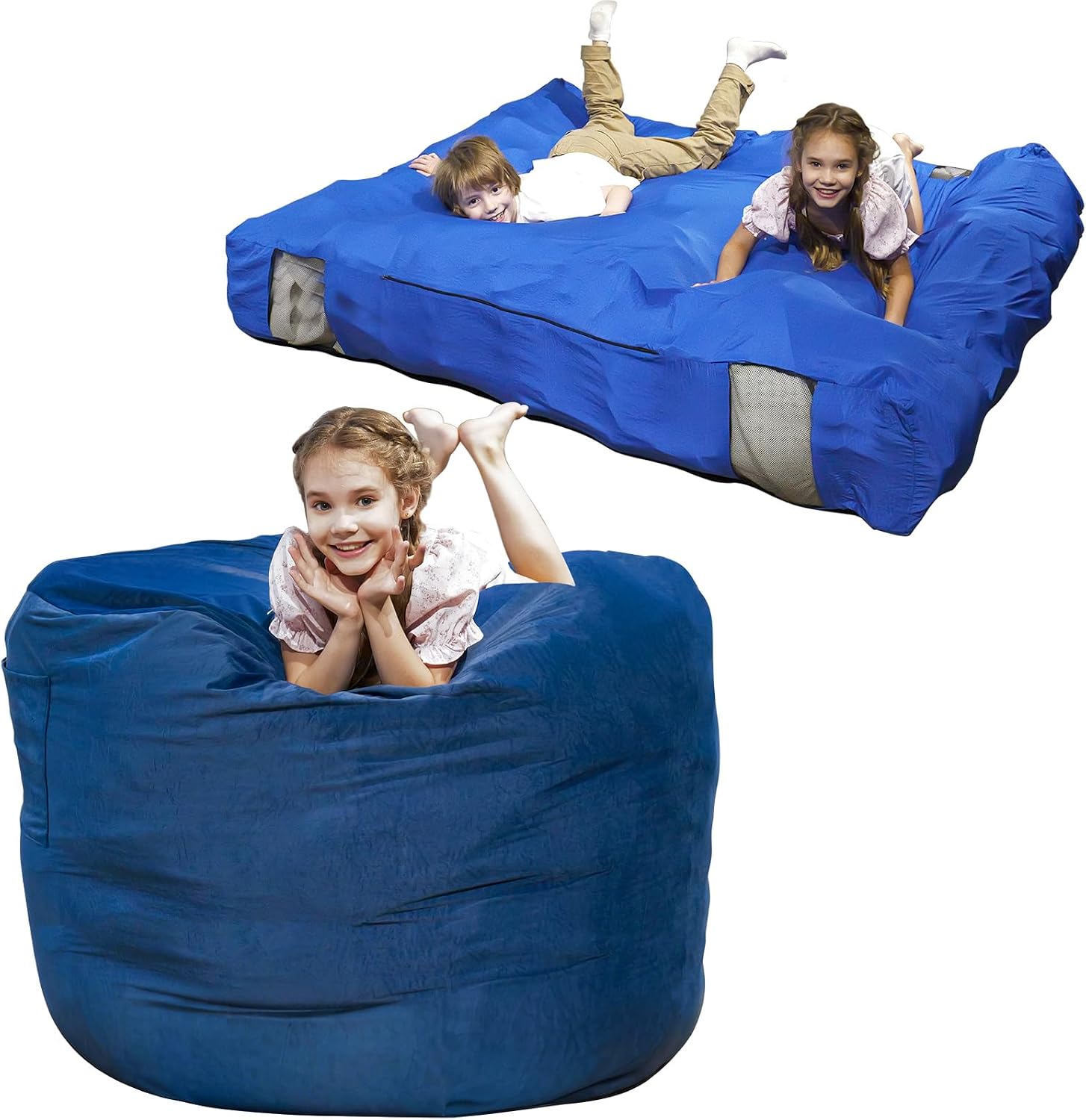 Crash Pad Folding - ビーンバッグチェアと感覚刺激パッド、折りたたみ式ビーンバッグはレイジーチェアからフロア感覚刺激パッドに変換可能、巨大なレイジーソファチェア