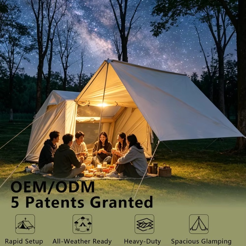 Outdoor Adventure Logo - 広々とした多部屋カスタムロゴ入りファミリー用インフレータブルテント、週末のアウトドアアドベンチャーに最適