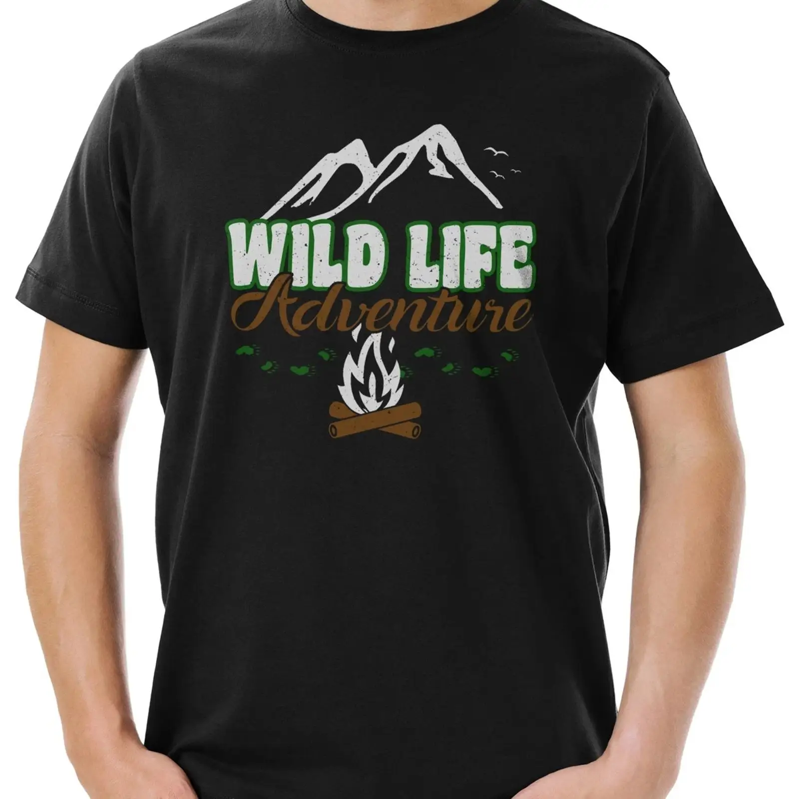 ワイルドライフアドベンチャーロゴ ヘレン Tシャツ アウトド - Outdoor Adventure Logo のレビューと価格
